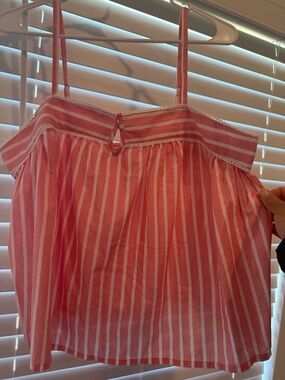Old Navy Pink and White Striped Spaghetti Strap Cami